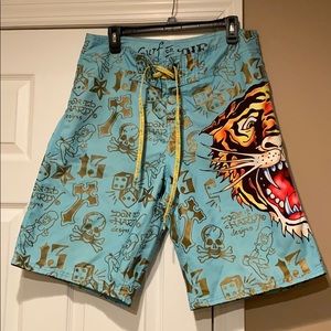 Men’s Ed Hardy bathing suit.